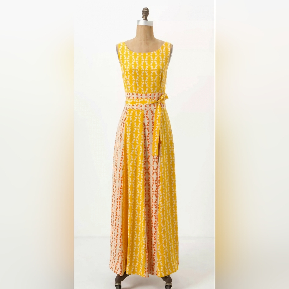 Charlotte by Charlotte Taylor Rare Hummingbird silk maxi dress with tie - Size 2